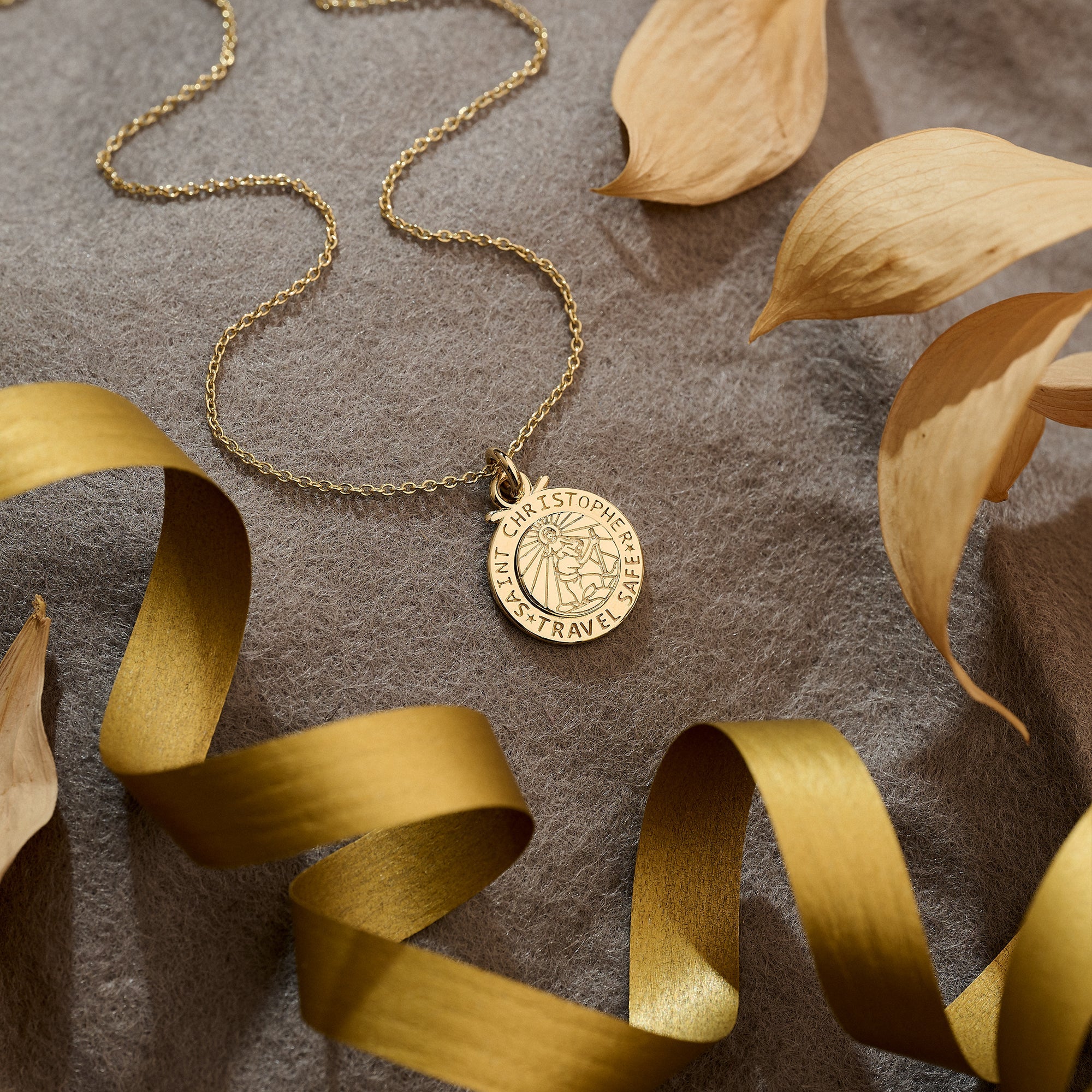 Personalised St Christopher Solid Gold Necklace - Necklaces from Off The Map Jewellery