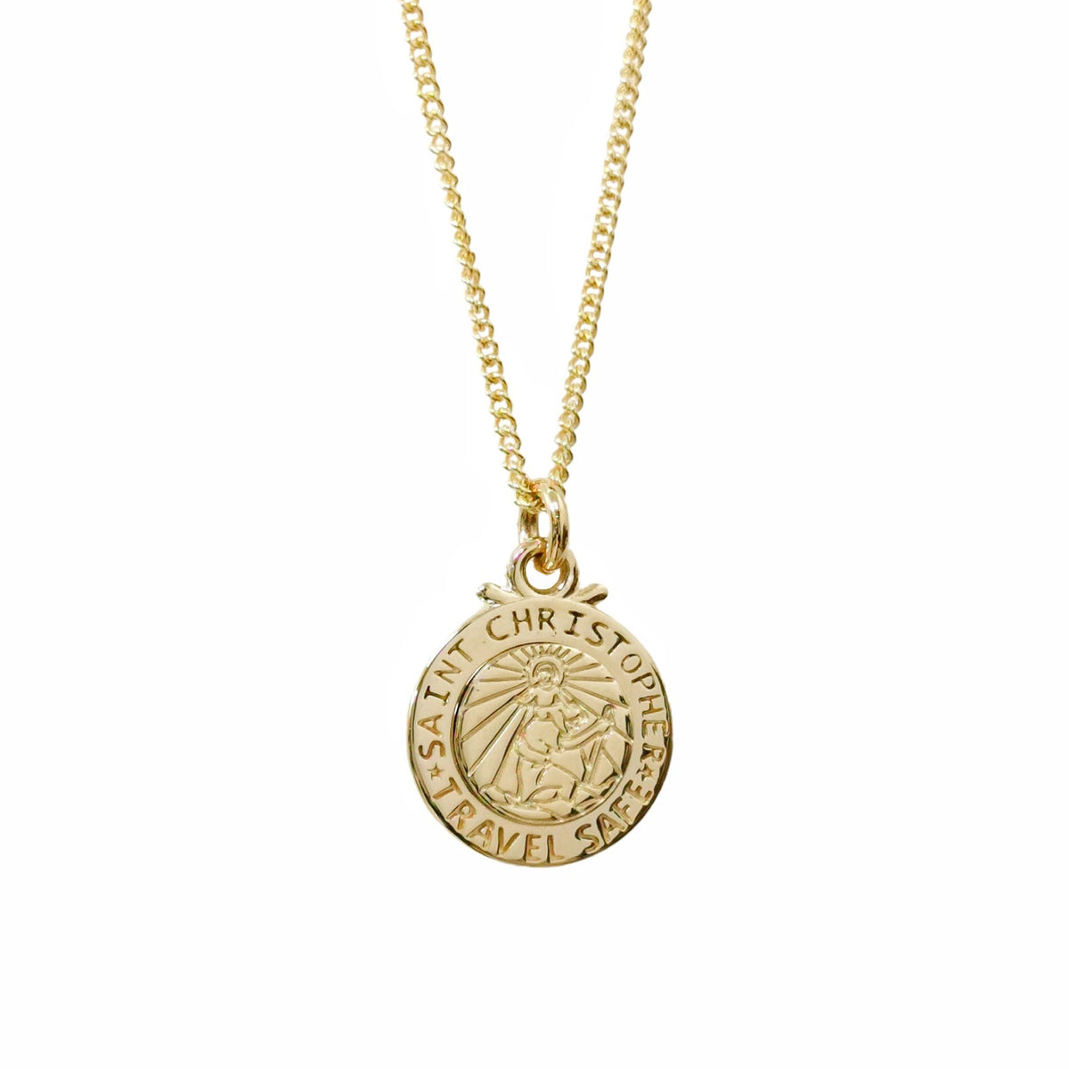 solid gold small sized st christopher necklace light curb chain Off The Map Jewellery UK