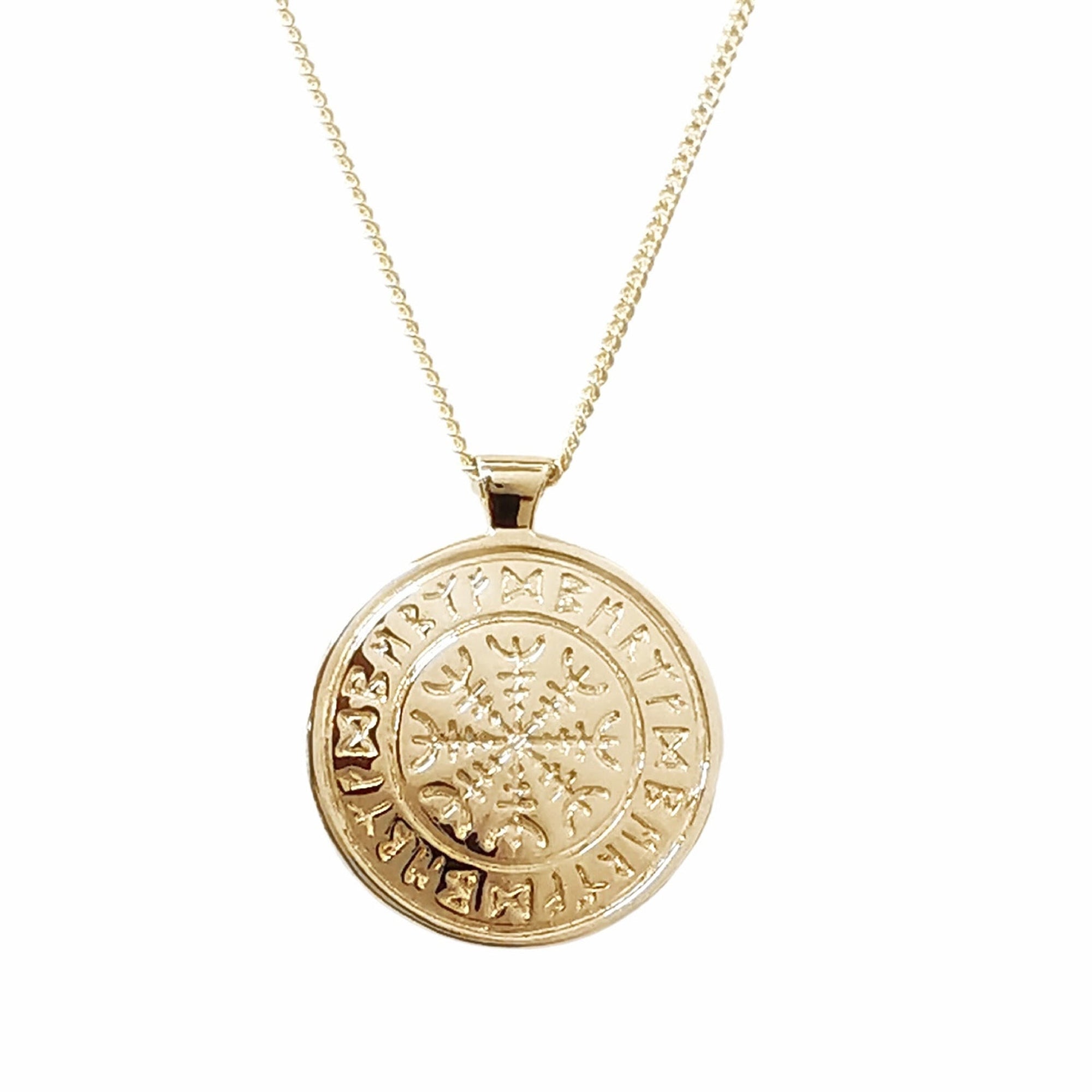 solid gold mens rune necklace travel gift alternative gold saint christopher