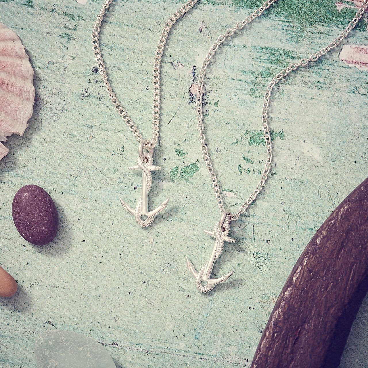 Anchor Solid Silver Sailing Necklace Travel Gift from Off The Map Brighton