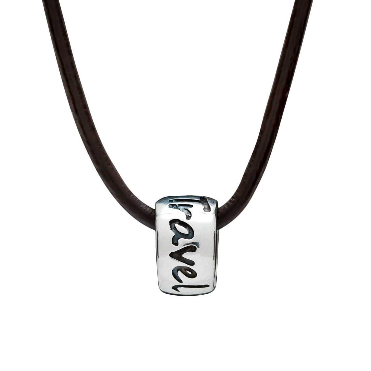Travel Safe Silver &amp; Leather Necklace for men &amp; women - gift for someone going travelling