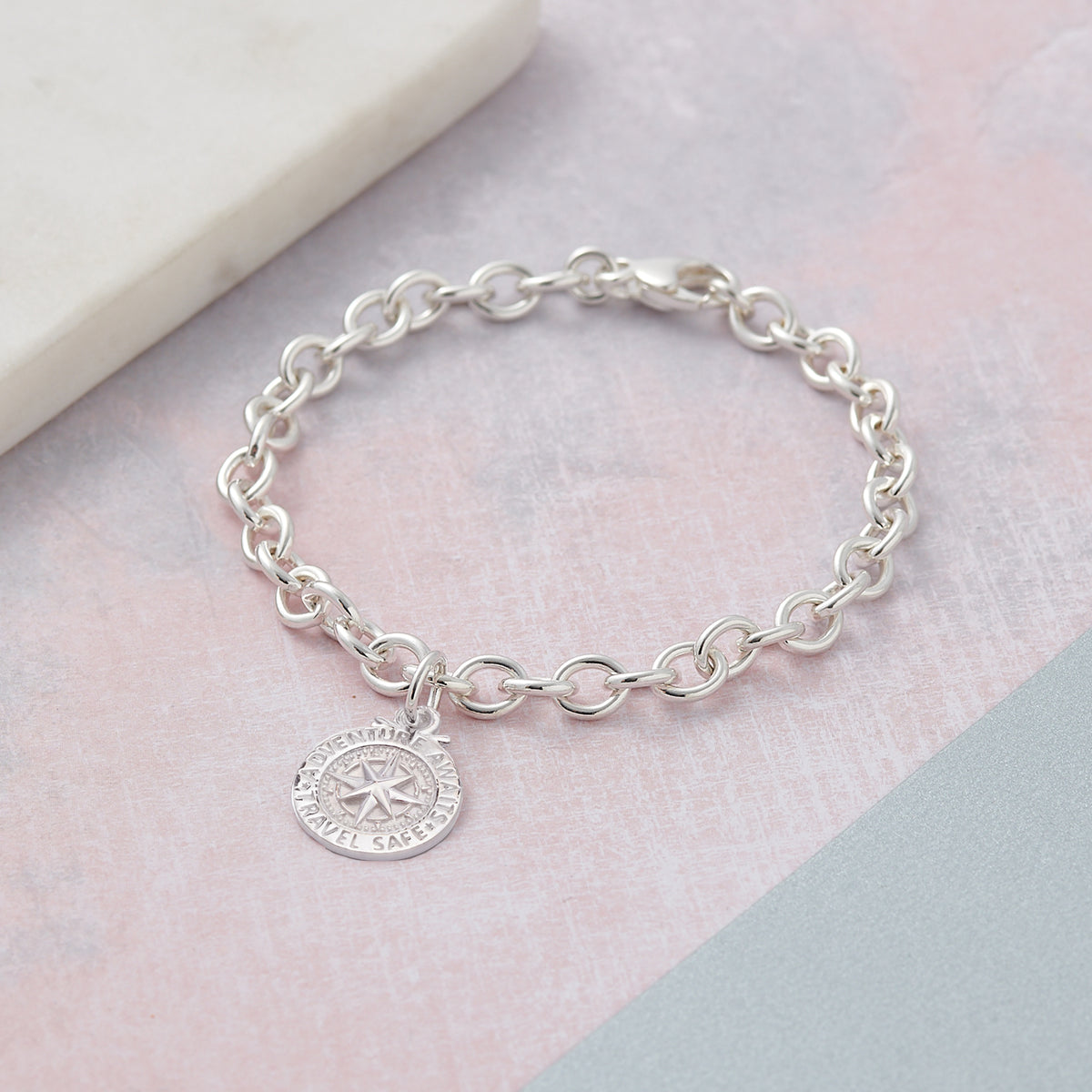 personalised travel safe alternative saint christopher silver charm bracelet