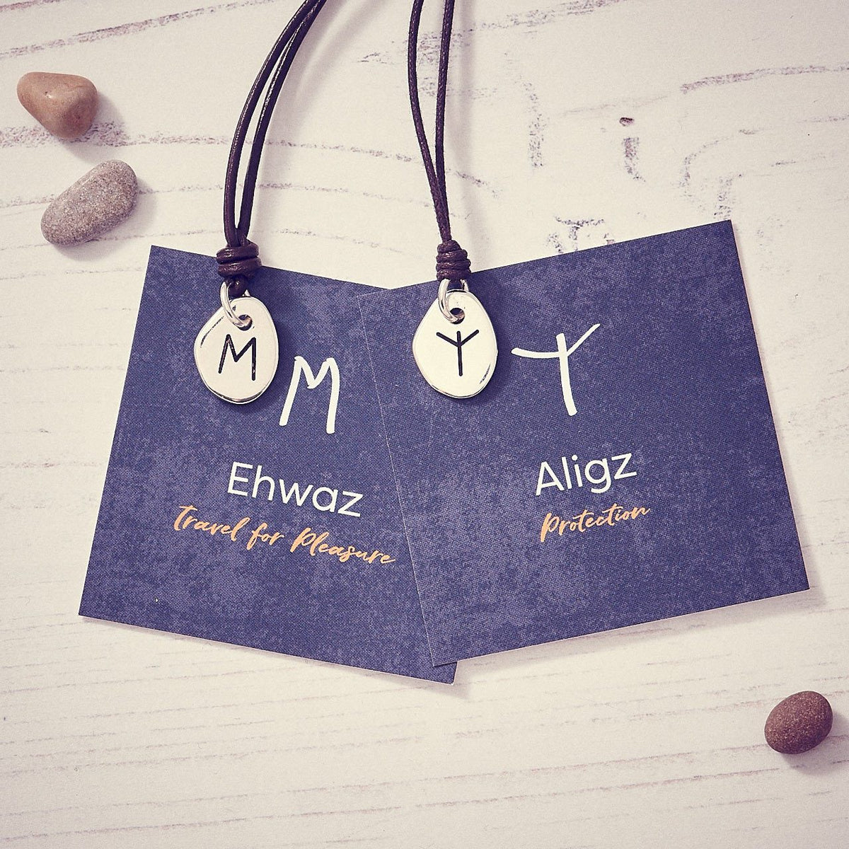 Travel Rune Ehwaz Aligz- Silver &amp; Leather pendant for men &amp; women - ideal travel gift