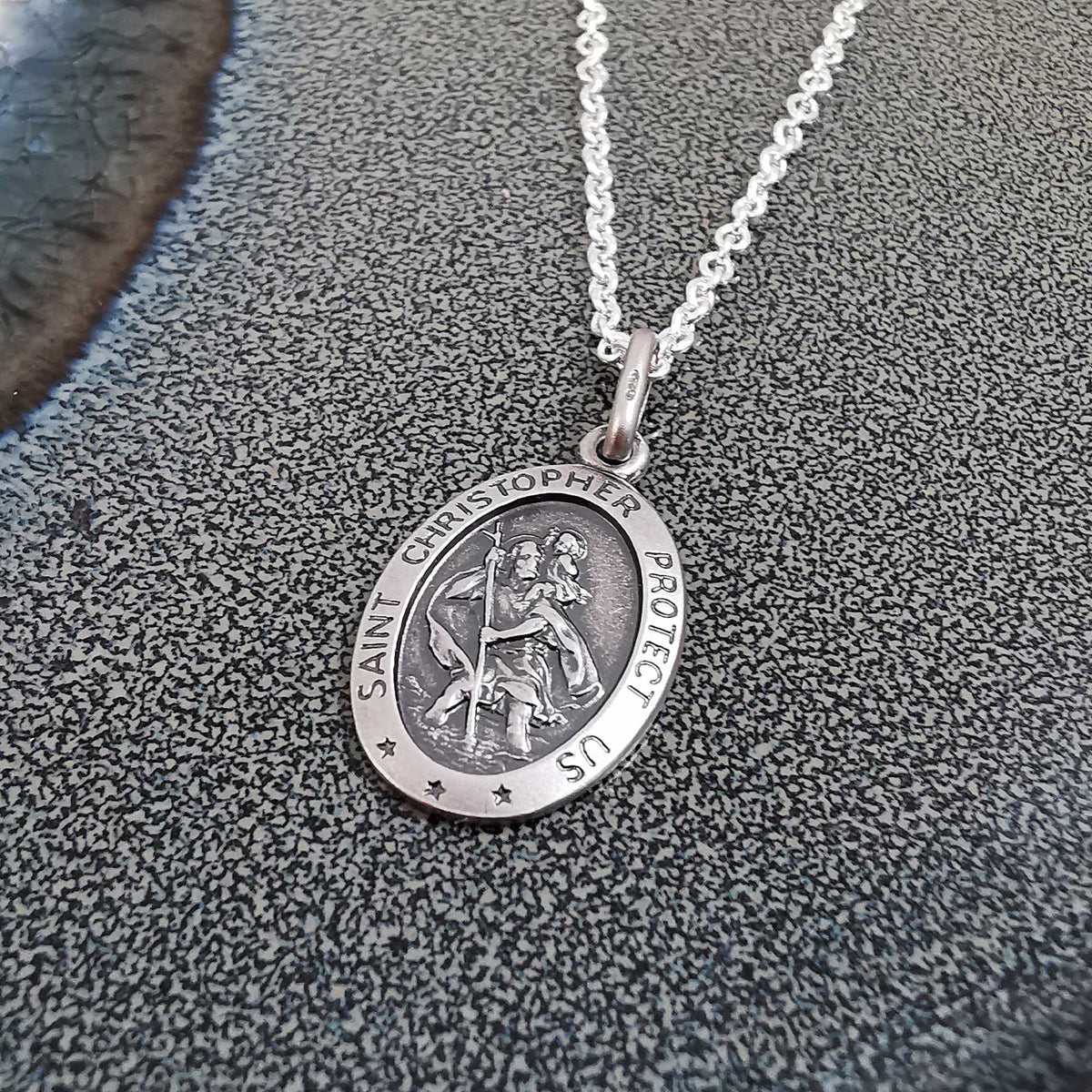 small oval saint christopher necklace off the map jewellery