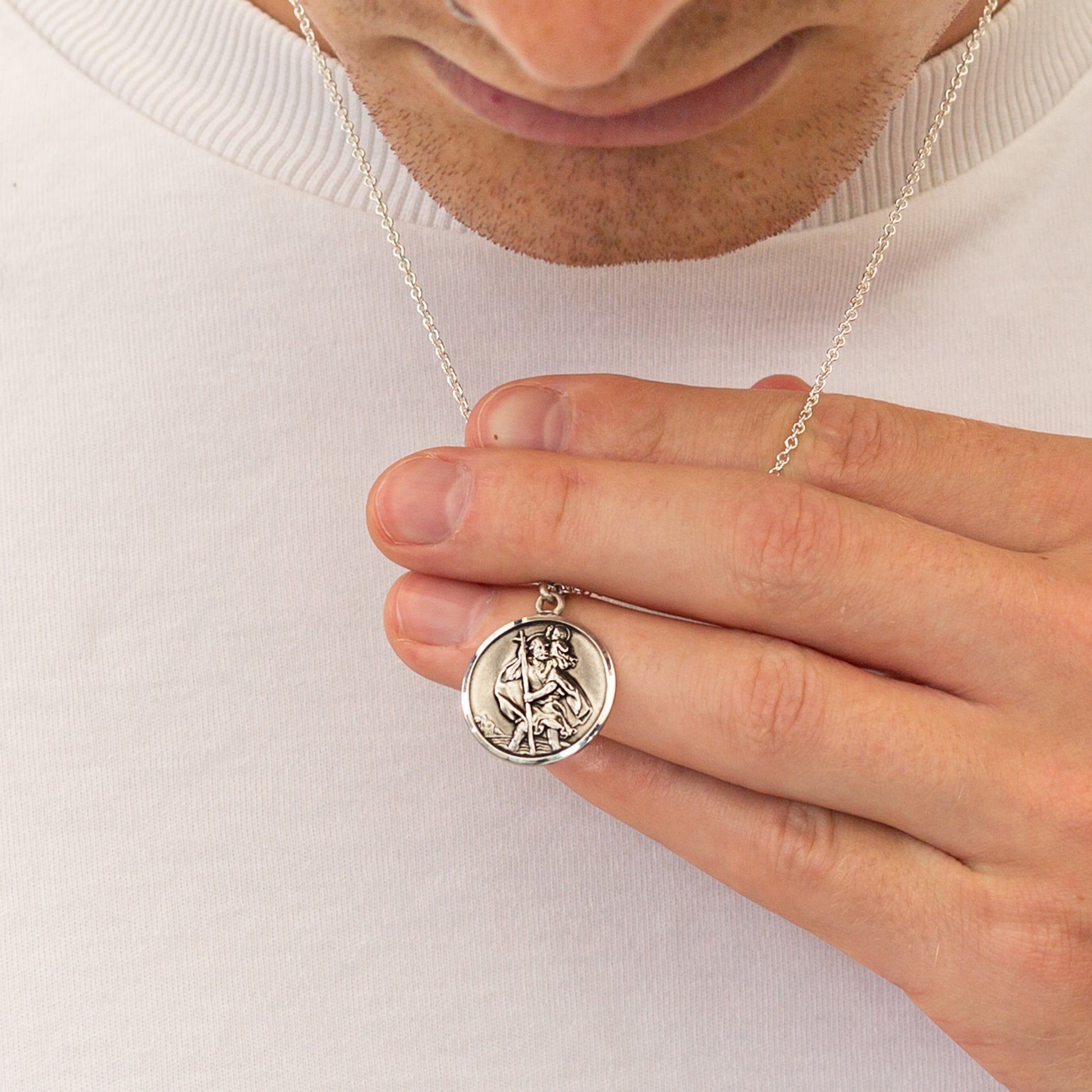 vintage style solid silver saint christopher necklace Off The Map travel gift jewellery UK