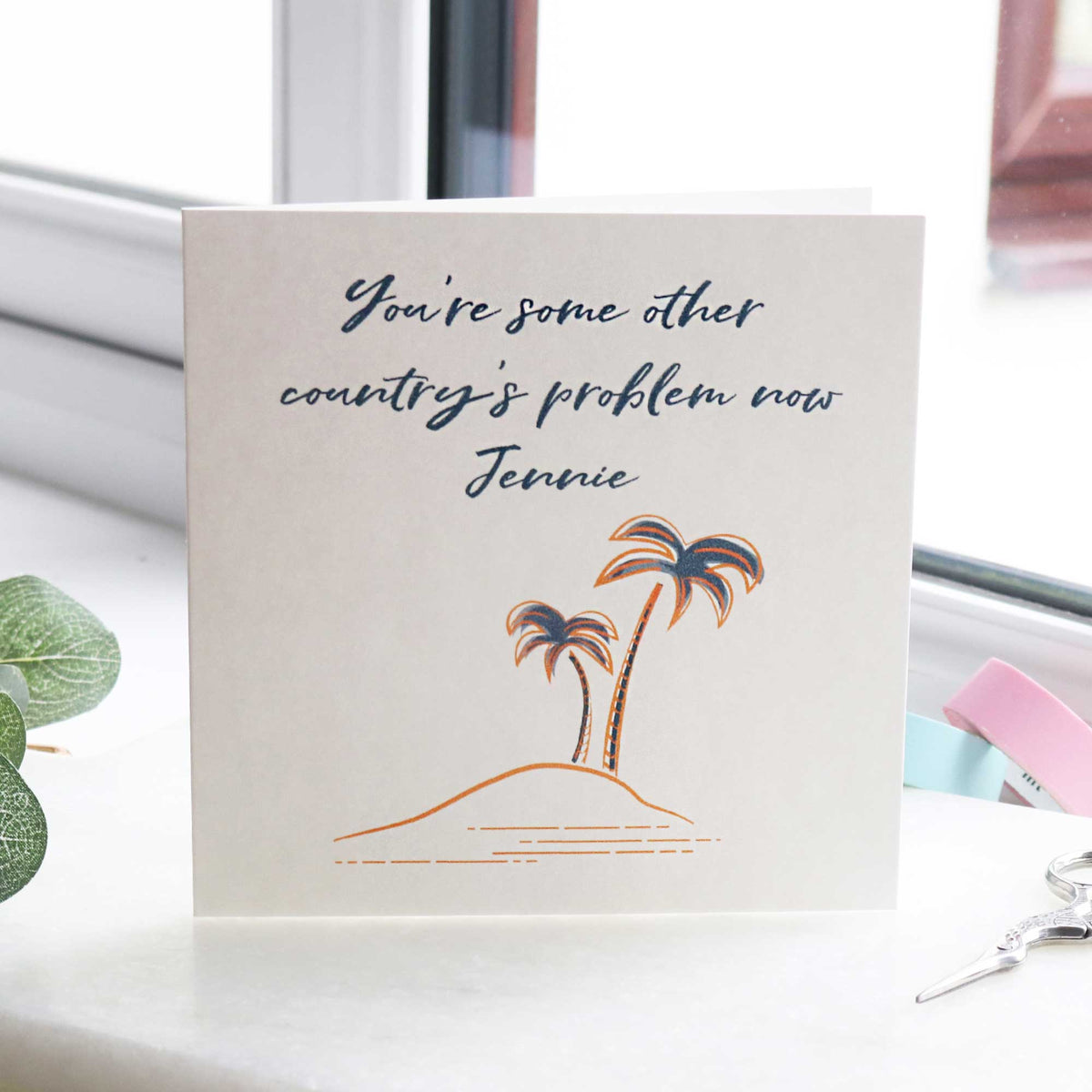 Personalised good luck on your travels gift card from Off The Map Jewellery Brighton uk